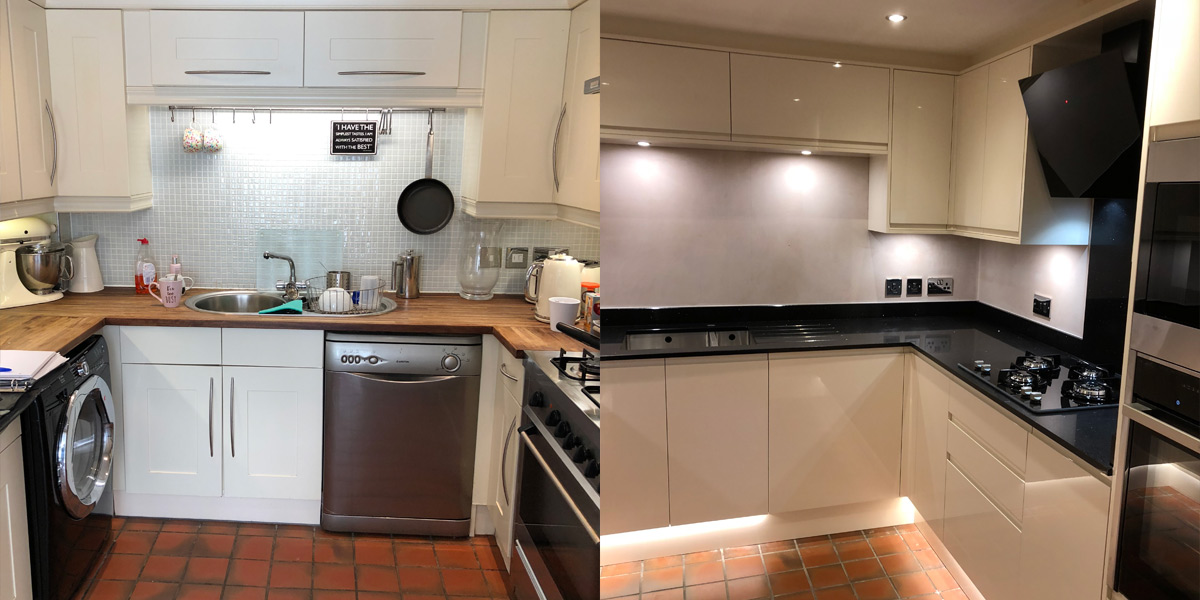 Before and after photos of kitchen in Chester