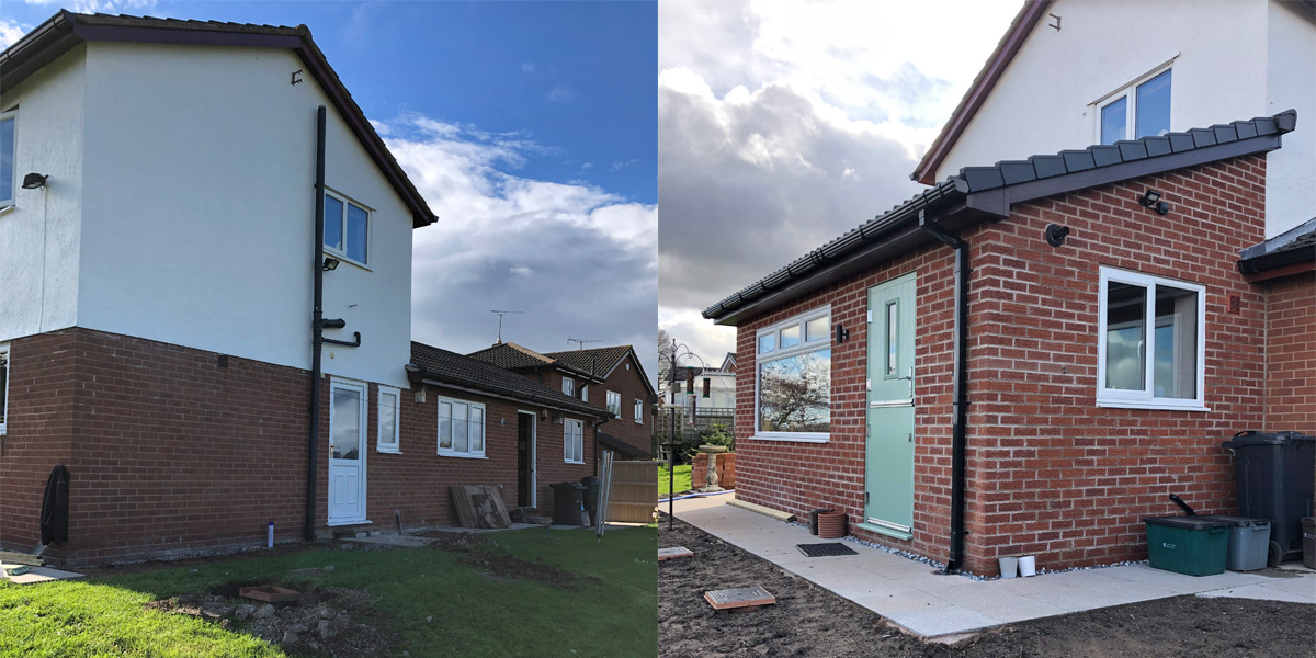 Before and after photos of extension in Wrexham